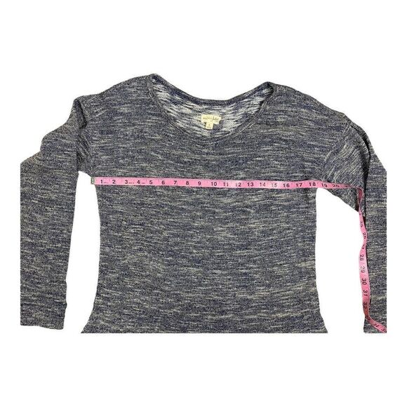 NWT Maison Jules Tops Blue Metallic Knit Ruffled Hem Sweater Women’s Size Large - Picture 3 of 6